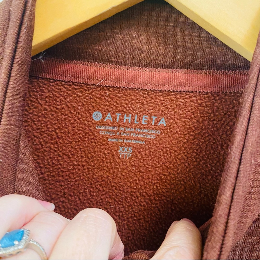 Athleta Altitude Polartec Half Zip Sweatshirt Mahogany Brown XXS - Picture 8 of 12